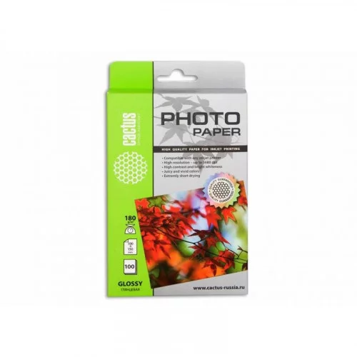 Фотобумага Cactus CS-GA6180100 10x15/180г/м2/100л./белая глянцевая 