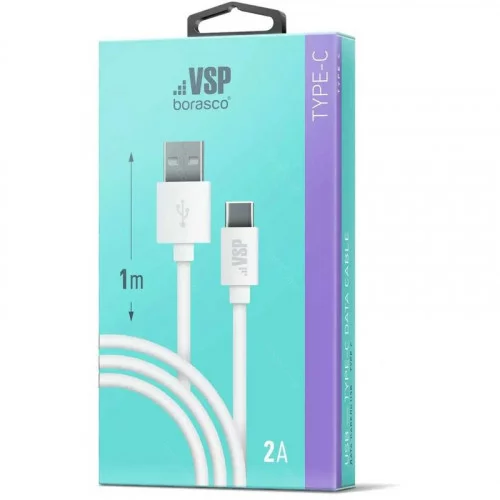 Кабель Borasco USB Type-C - USB 1 метр белый (34850) 