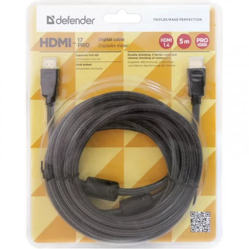 Цифровой кабель Defender HDMI-17PRO HDMI M-M, ver1.4, 5м 