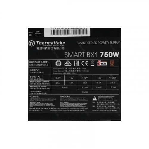 Блок питания Thermaltake ATX 750W Smart BX1 (PS-SPD-0750NNSABE-1) 