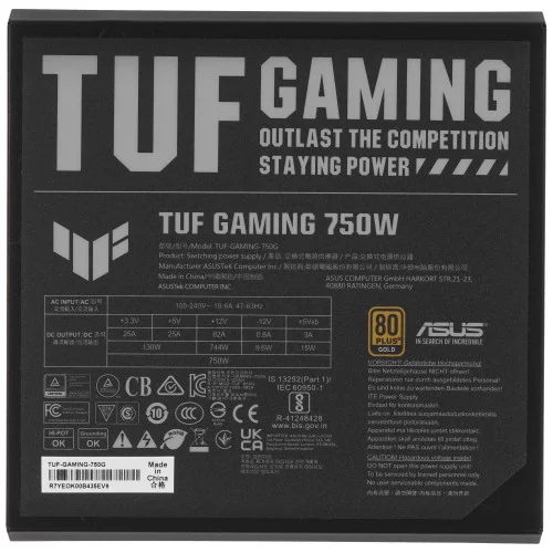 Блок питания ASUS TUF Gaming 750W Gold [90YE00S3-B0NA00] черный 
