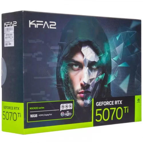 Видеокарта KFA2 GeForce RTX 5070 Ti ROCK(X) OC 3FAN RGB Black (57IZN6MDBUEK) 