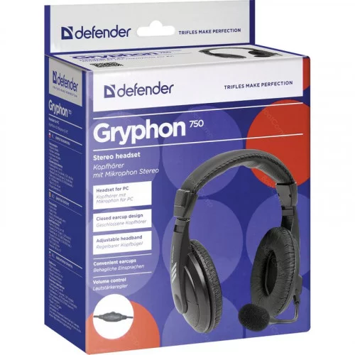 Наушники с микрофоном Defender Gryphon 750 чёрный 
