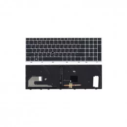Клавиатура для HP EliteBook 850 G5 755 G5 черная с серой рамкой и подсветкой                                                                                                                                                                              
