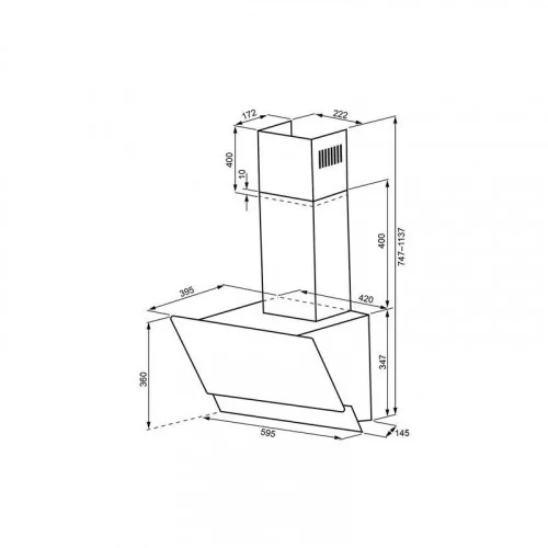 Вытяжка наклонная KRONA ALVA 600 white S 