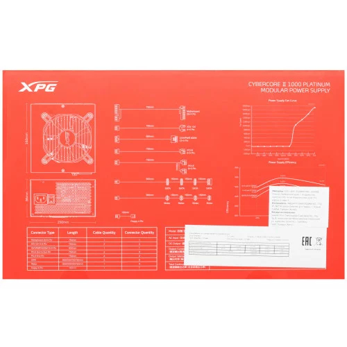 Блок питания ADATA XPG CYBER CORE II 1000W [CYBERCOREII1000P-BKCEU] черный 
