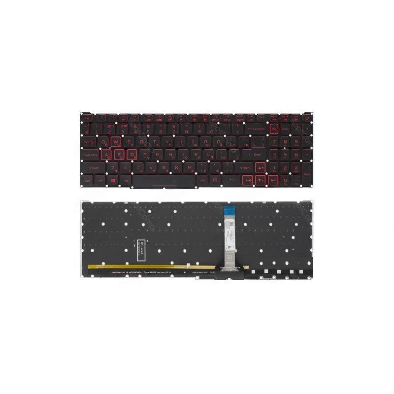 Клавиатура для Acer Nitro 5 AN517-41 с подсветкой (узкий шлейф, красные буквы) Вид2