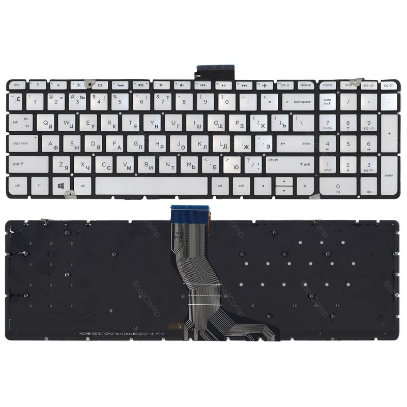Клавиатура для HP Pavilion 15-ab 15-ab000 15-cb 15z-ab100 серебристая с подсветкой