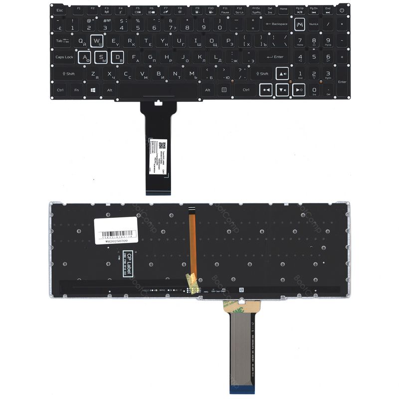 Клавиатура для Acer Nitro 5 AN515-54 черная с RGB подсветкой